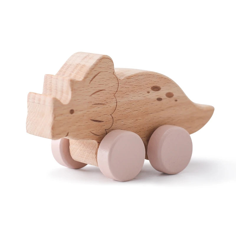 DinoCar™ – Mini Voitures Dinosaure en Bois Montessori
