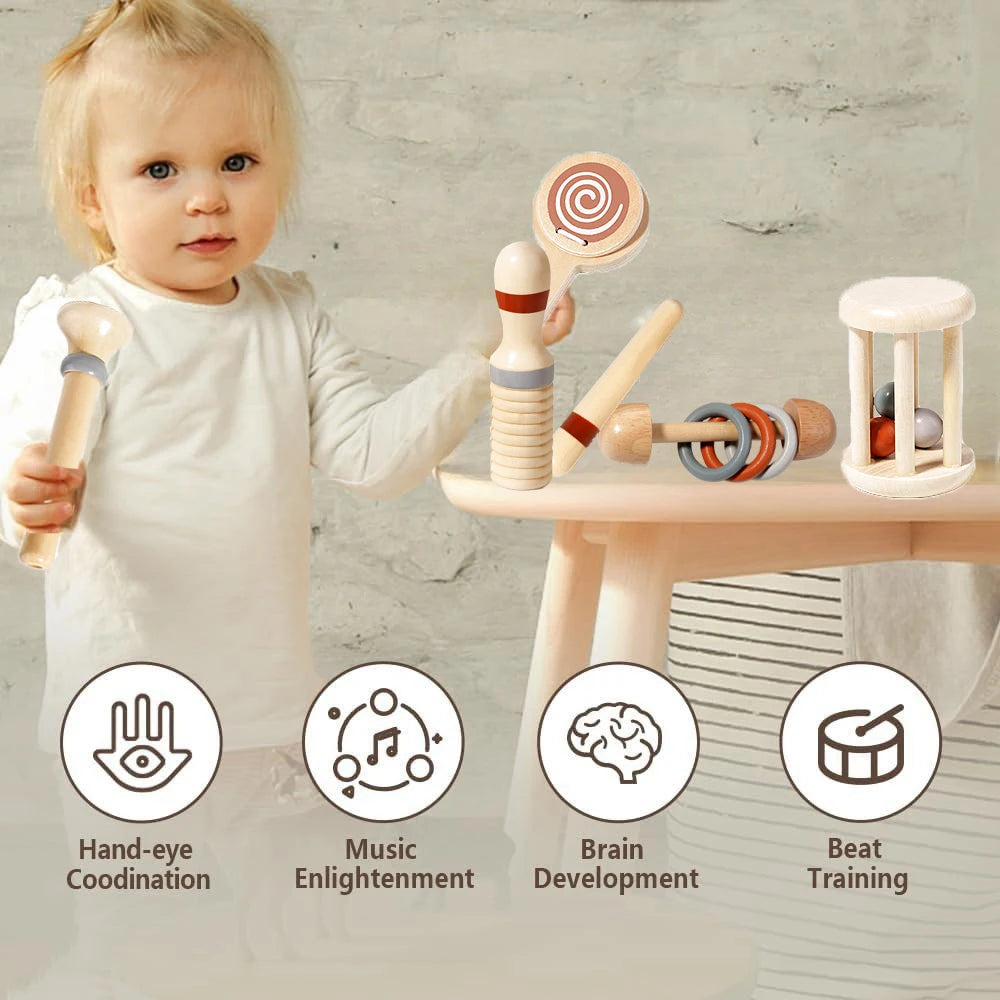 BabyMelody™ – Set Musical en Bois Montessori | Éveil Sensoriel & Motricité