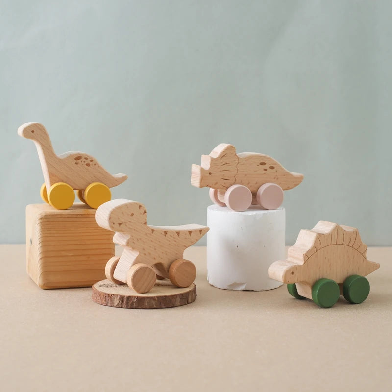 DinoCar™ – Mini Voitures Dinosaure en Bois Montessori