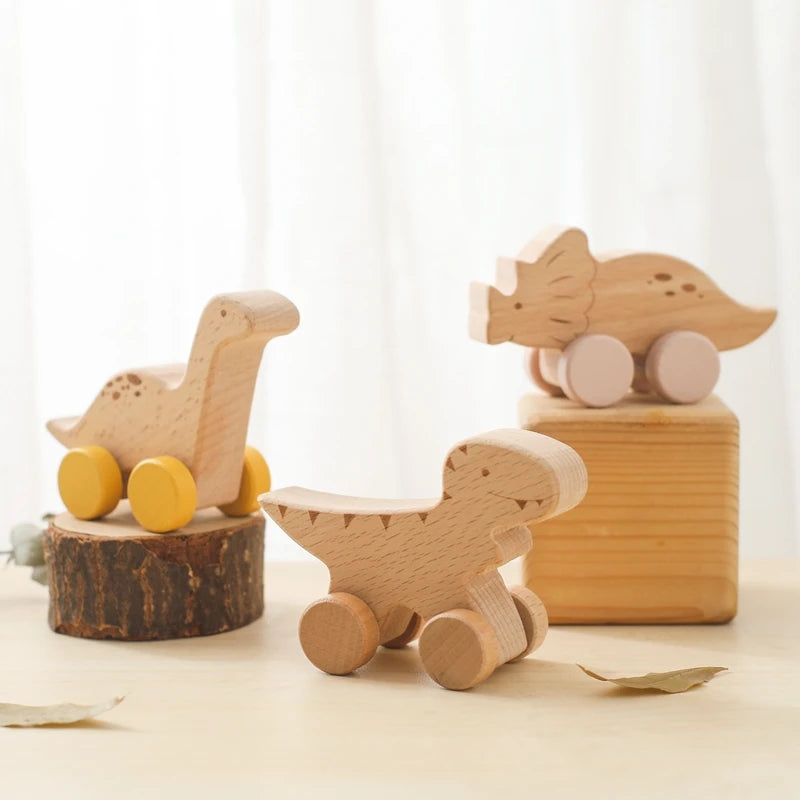 DinoCar™ – Mini Voitures Dinosaure en Bois Montessori