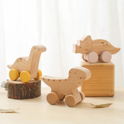 DinoCar™ – Mini Voitures Dinosaure en Bois Montessori